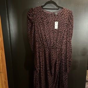 Express Animal Print Long Sleeve Dress
